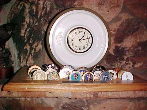 U-2 tail wheel with a clock in it.  Base of it is loaded with 9th RW coins, and the inscription says: Thanks for 18 years of outstanding service to Beale Military Liaison Committee and to Beale Air Force Base. February 1989 to September 2007