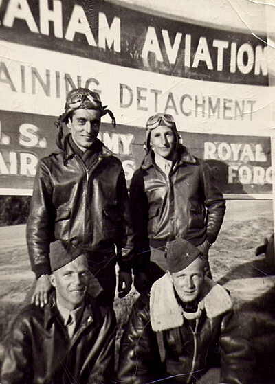 Class of 43G at Souther Field, Americus, GA. L-R Cadets Paul Wine, ??, Hank Meierdierick