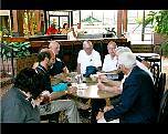 Doctor David Robarge, CIA Chief Historian visiting with the Roadrunners T.D. Barnes, Frank Murray, Sam Pizzo and USS Alabama Battleship Commission officials