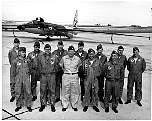 The U-2 is a D model with a Baird Atomic (Cambridge Mass) Radiometer/Spectrometer mount atop of the equipment bay. It was attached to Special Projects Branch of Flight Test Operations at Edwards during the 1960s. L-R: Bill Frazier (N), Don Evans (P), ????, Bud Knapp (P), ????, Bob Carpenter (Branch Chief) (P), {Unknown First Name} McLeary (P), Harry Andonian (P), ????, Jim Williams (N), ????, Phillip T. Smith (P)